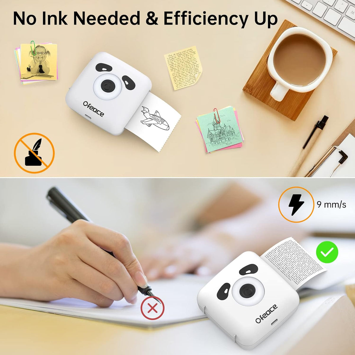 Portable Thermal Printer TP6S for Iphone and Android Phone, 300DPI Wireless Bluetooth Small Thermal Inkless Mini Sticker Printer for Pictures, Travel, Label, DIY, Kids Gifts