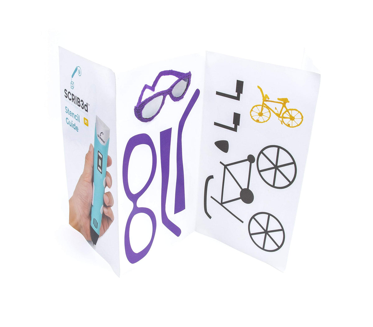 P1 3D Printing Pen with Display - Includes 3D Pen, 3 Starter Colors of PLA Filament, Stencil Book + Project Guide, and Charger
