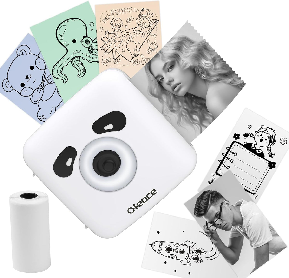 Portable Thermal Printer TP6S for Iphone and Android Phone, 300DPI Wireless Bluetooth Small Thermal Inkless Mini Sticker Printer for Pictures, Travel, Label, DIY, Kids Gifts