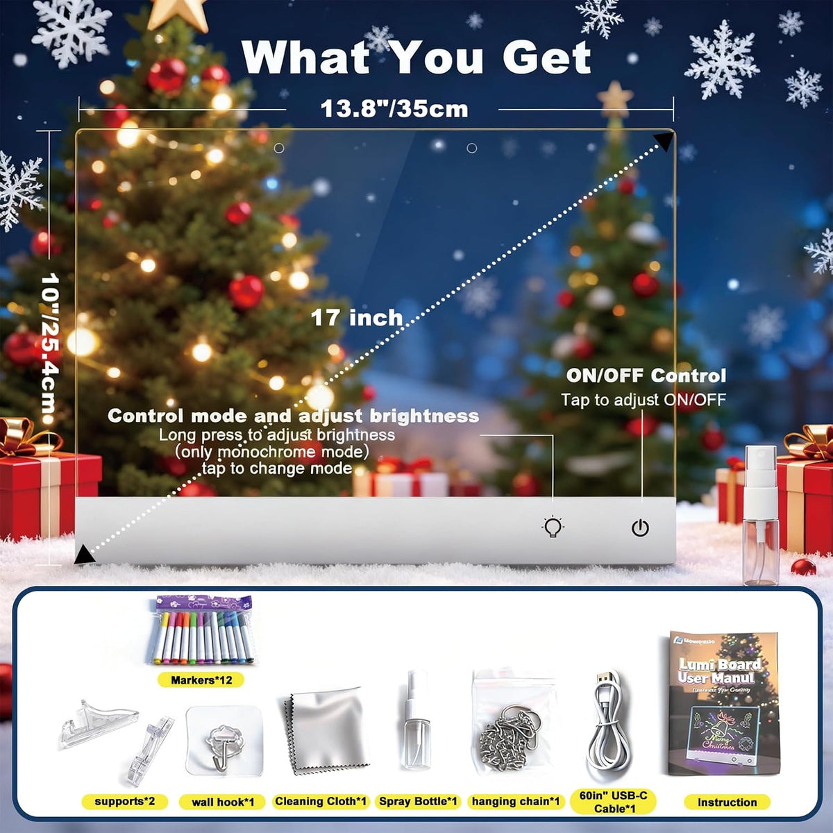 Led Drawing Board with 13 Light Effects, 17" Rechargeable Glow Doodle LED Note Board with Colors, Neon Light up Drawing Tablet Gifts for Kids for Education Birthday Christmas Gift Ideas