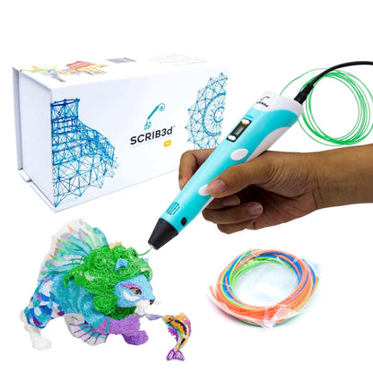 P1 3D Printing Pen with Display - Includes 3D Pen, 3 Starter Colors of PLA Filament, Stencil Book + Project Guide, and Charger