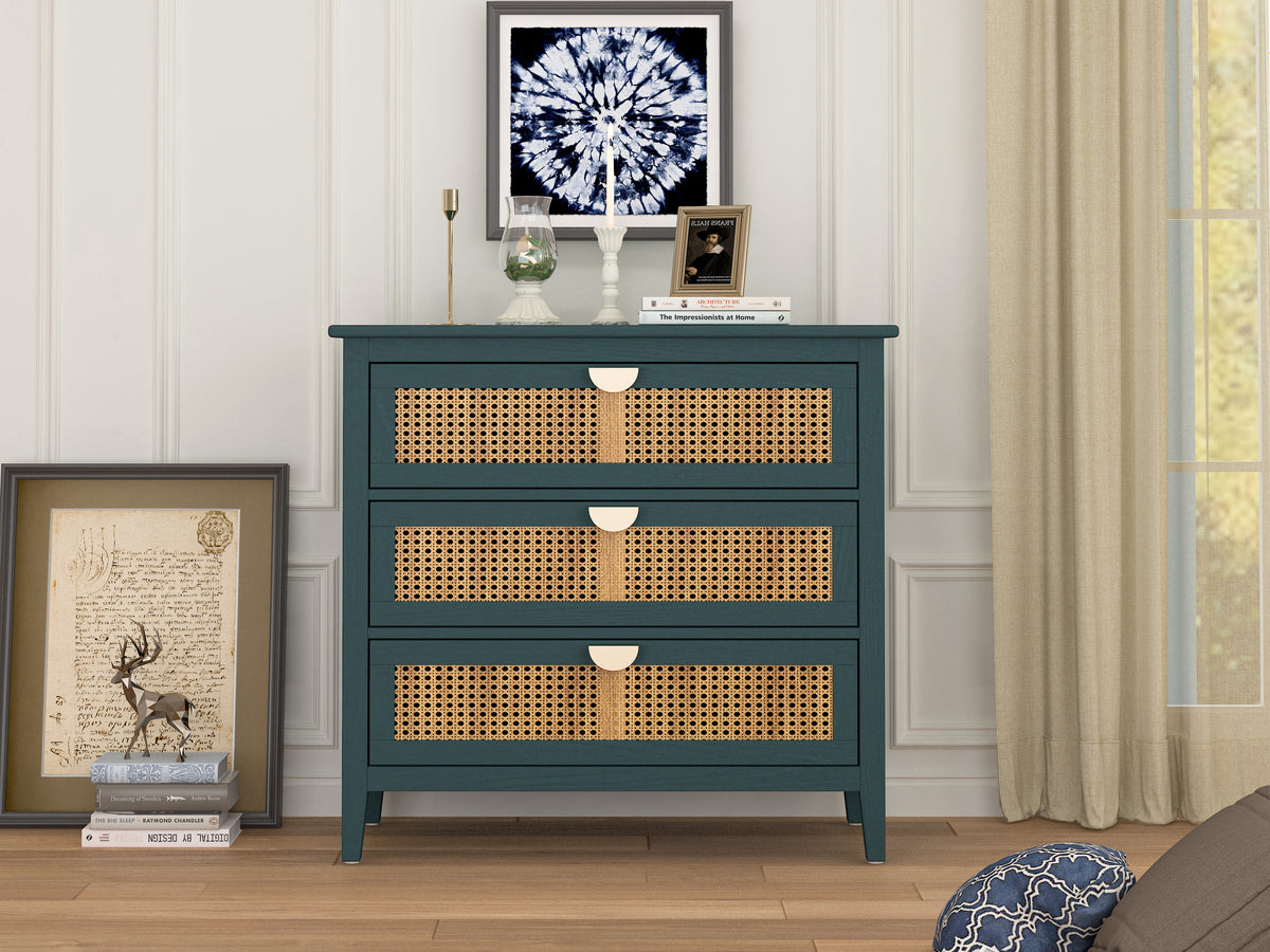 3 Drawer Cabinet Natural rattan American Furniture Suitable for bedroom living room study