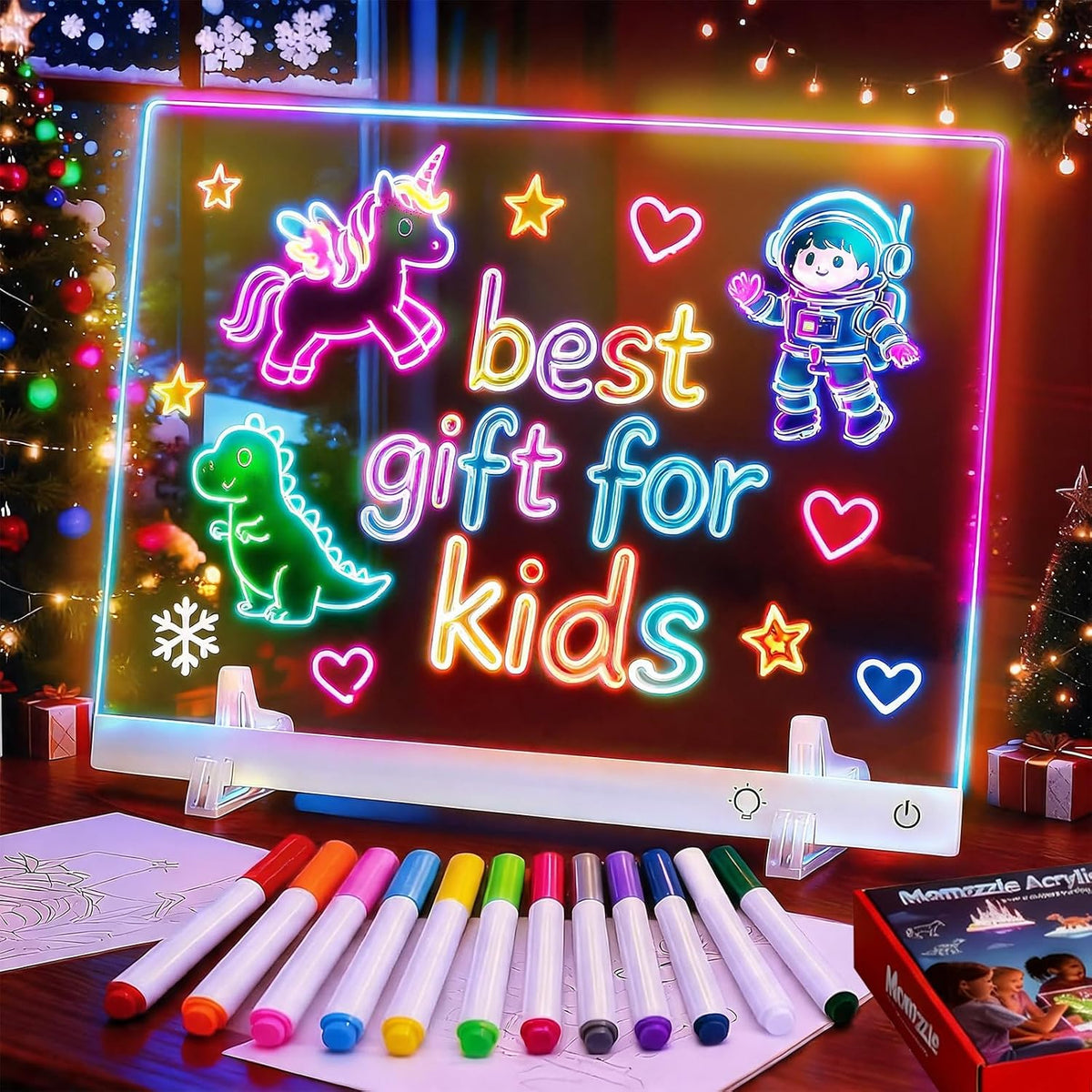 Led Drawing Board with 13 Light Effects, 17" Rechargeable Glow Doodle LED Note Board with Colors, Neon Light up Drawing Tablet Gifts for Kids for Education Birthday Christmas Gift Ideas