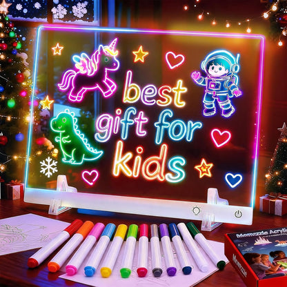 Led Drawing Board with 13 Light Effects, 17" Rechargeable Glow Doodle LED Note Board with Colors, Neon Light up Drawing Tablet Gifts for Kids for Education Birthday Christmas Gift Ideas