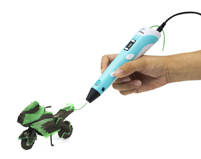 P1 3D Printing Pen with Display - Includes 3D Pen, 3 Starter Colors of PLA Filament, Stencil Book + Project Guide, and Charger