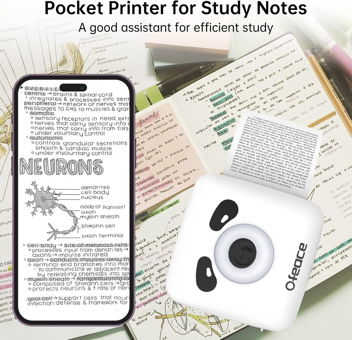 Portable Thermal Printer TP6S for Iphone and Android Phone, 300DPI Wireless Bluetooth Small Thermal Inkless Mini Sticker Printer for Pictures, Travel, Label, DIY, Kids Gifts