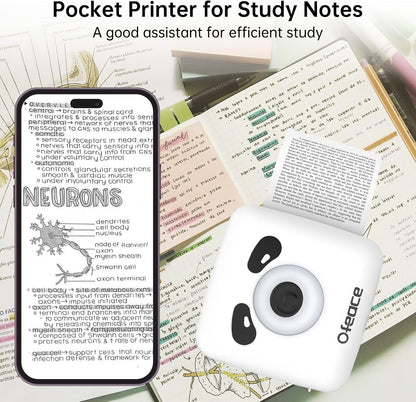 Portable Thermal Printer TP6S for Iphone and Android Phone, 300DPI Wireless Bluetooth Small Thermal Inkless Mini Sticker Printer for Pictures, Travel, Label, DIY, Kids Gifts
